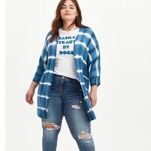 Torrid Super Soft Dolman Sleeve Cardigan Blue Tie Dye Size 2X